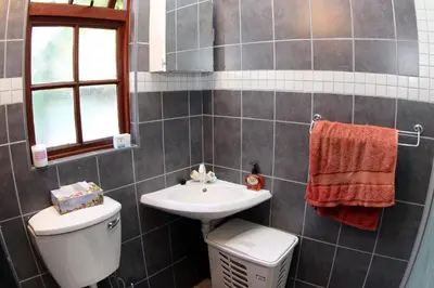a bathroom with a sink and a toilet at The Buddha Garden in Cape Town