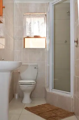 a bathroom with a toilet and a sink and a shower at De Helling Self Catering in Brackenfell