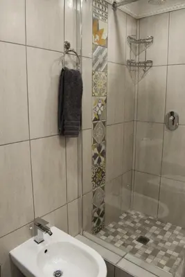 a bathroom with a shower and a sink at Arcangeli Wines in Botrivier