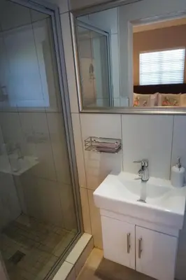 a bathroom with a sink and a shower at 5 Pierre Jourdan in Franschhoek