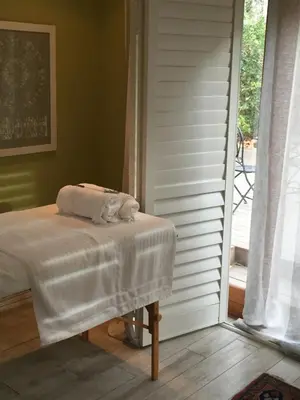 a room with a table with towels on it at High Hopes in Greyton