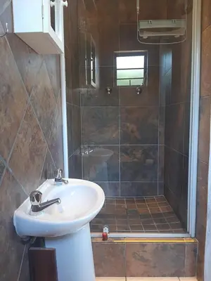a bathroom with a sink and a shower at Amru Guesthouse B&B in Brackenfell