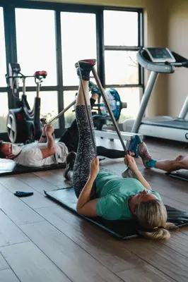 a group of people doing pilates in a gym at Santé Wellness Retreat & Spa in Paarl