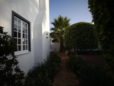 a white house with a window and a tree at Cosimi Guest House in Durbanville
