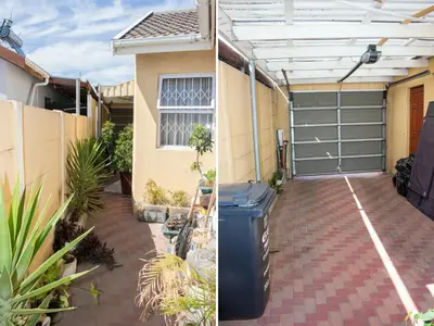 a house with a garage and a trash can at Onyx on Sycamore in Cape Town