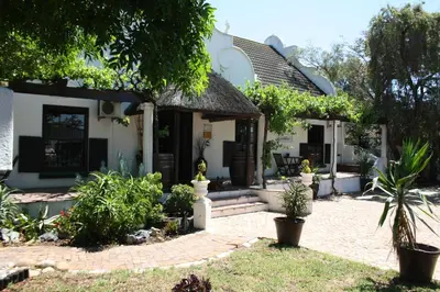 a house with a courtyard with plants at The Vinelands on Alpha Guest House in Cape Town