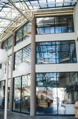 a view of a building with glass windows at Strand Pavilion in Strand