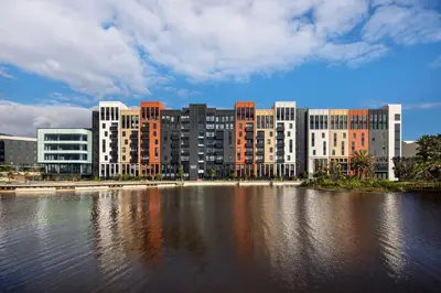 a large city with a large body of water at Bridgewater One by Smart City Stays in Cape Town