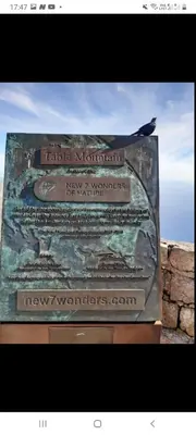 a bird is sitting on top of a sign at Capetown Adilo Villa in Cape Town