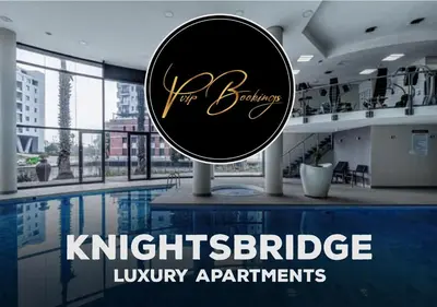 a sign that is next to a swimming pool at Exclusive Ultra-Luxury A Cut Above Apartments Century City by Vvip Bookings in Cape Town