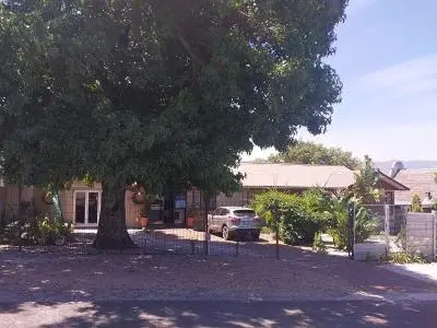 a car parked in front of a house with a tree at THE TREE HOUSE in Grabouw