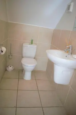 a bathroom with a toilet and a sink at Le Habitat 6 in Franschhoek