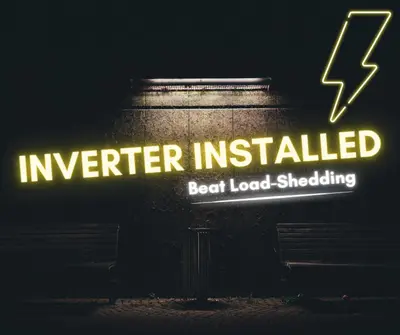 a sign that reads inverter installed next to a bench at 3-Bed-Mountain View in Hermanus